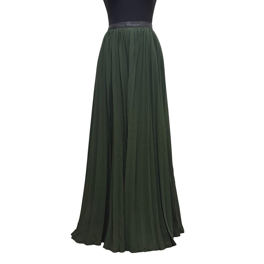 Abercrombie & Fitch Olive Green Pleated Maxi Skirt L Boho Dark Academia Witchy